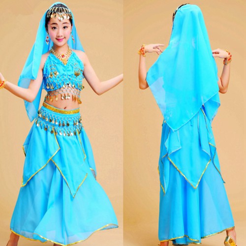 Girls belly dance dresses indian Egypt queen dancing costumes competition stage performance belly dance costumes for kids